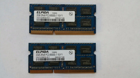 Elpida Laptop Memory Pair 4GB (2x2GB)   2rx8   DDR3-8500 Sodimm